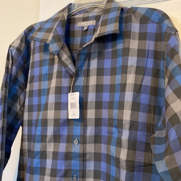 Cole Haan Mens Grandseries Checkered Plaid Long Sleeve Button Down size XL - Picture 5 of 15